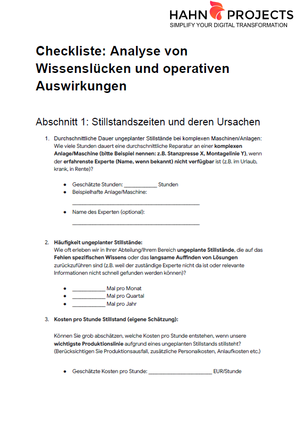 Checkliste Wissenslücken