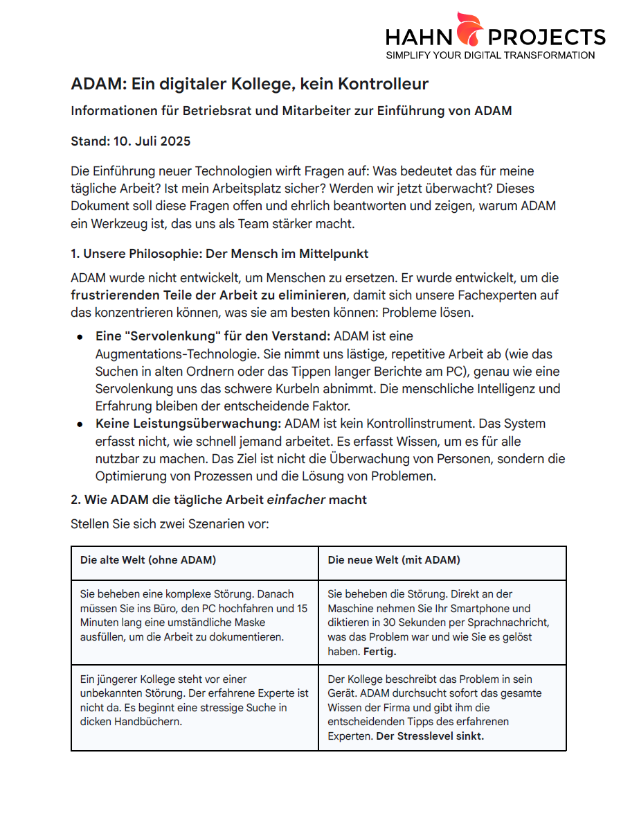 ADAM Informationen für Mitarbeiter